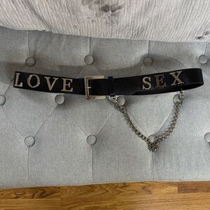 Chic Black Belt with Silver Chain Detail